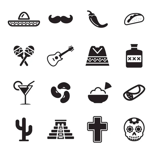 Iconos de cultura mexicana — Vector de stock