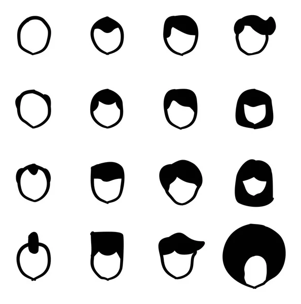 Iconos de corte de pelo masculino Freehand — Vector de stock
