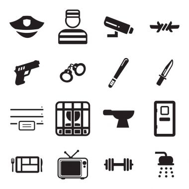 Hapishane simgeler siyah ve beyaz