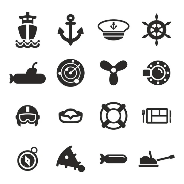 Iconos de la Marina Blanco y Negro — Vector de stock