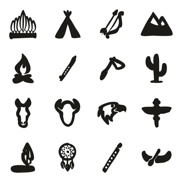 Icônes amérindiennes remplissage à main levée — Image vectorielle