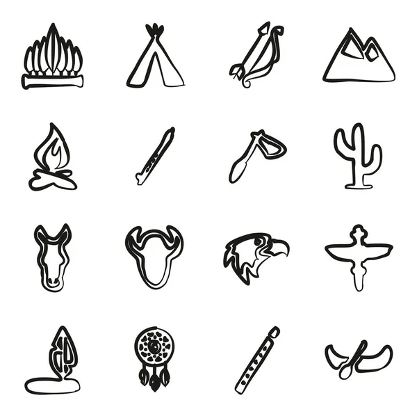 Icônes amérindiennes Freehand — Image vectorielle