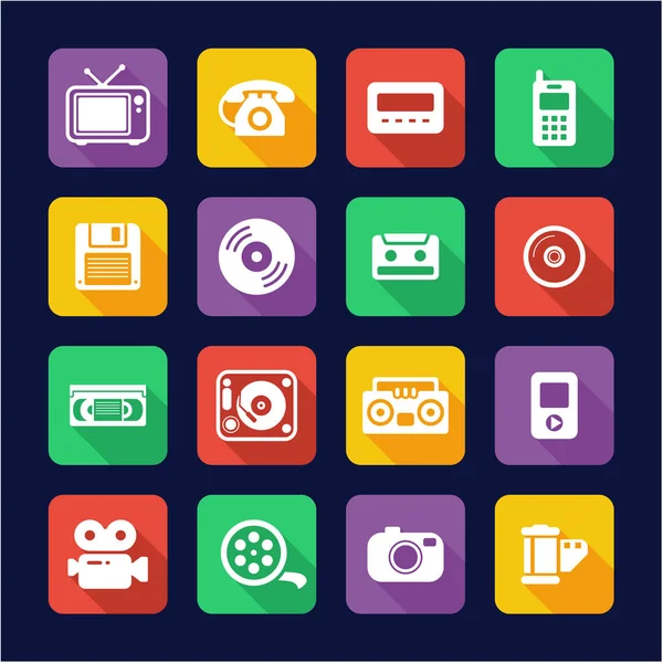 Old Technology Icons Flat Design