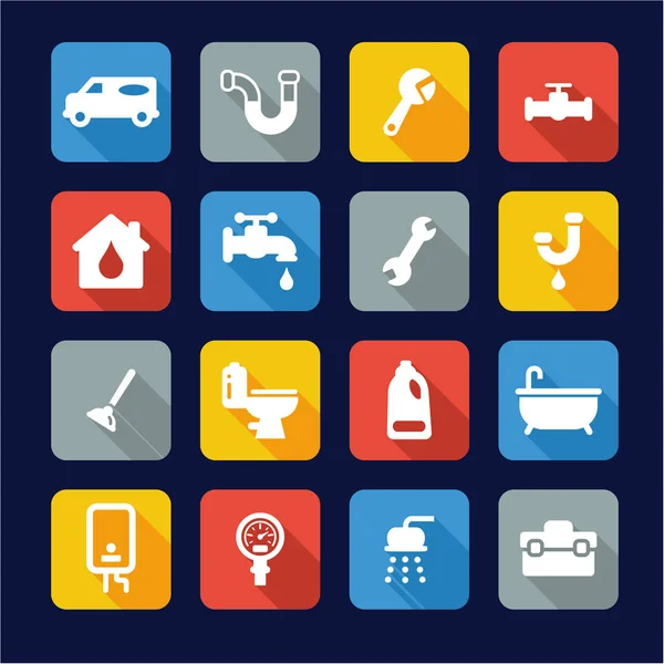 Plumbing Icons Flat Design — Stock Vector