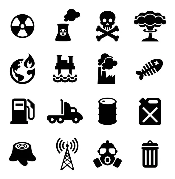 Pollution Icons Black & White Royalty Free Stock Vectors