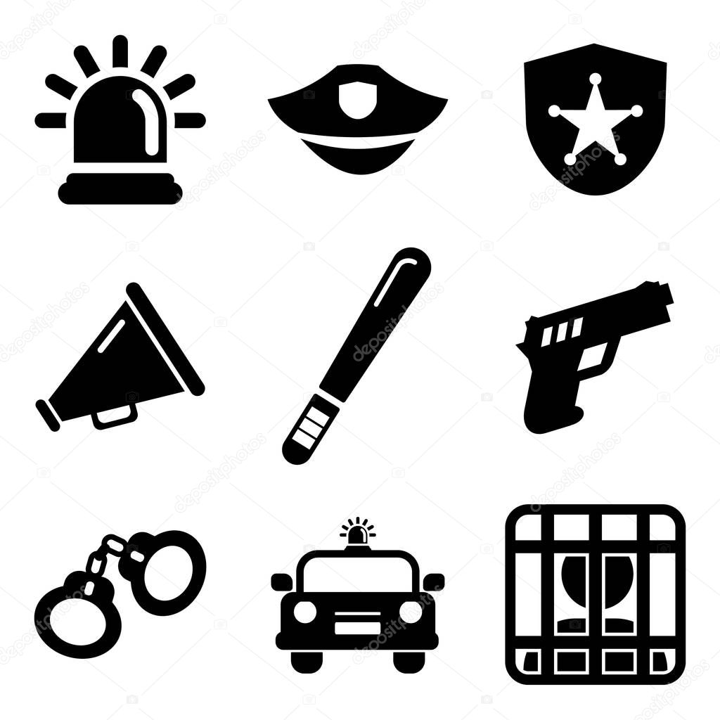 Police Icons Black & White