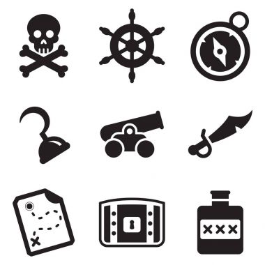 Korsan simgeler siyah ve beyaz