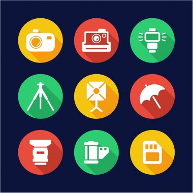 Fotoğraf simgeler düz tasarım daire