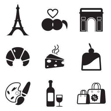 Paris simgeler siyah ve beyaz