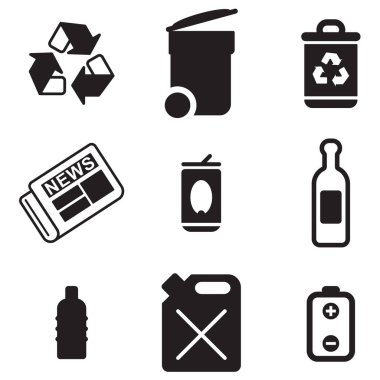 Recycleing simgeler siyah ve beyaz