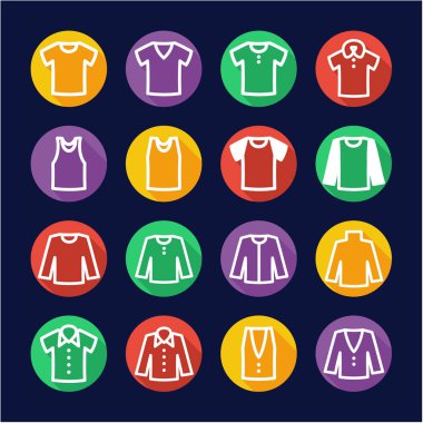 Gömlek simgeler düz tasarım daire