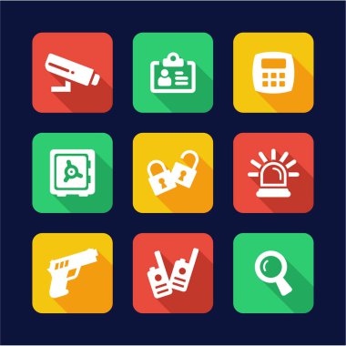 Güvenlik simgeleri düz tasarımı