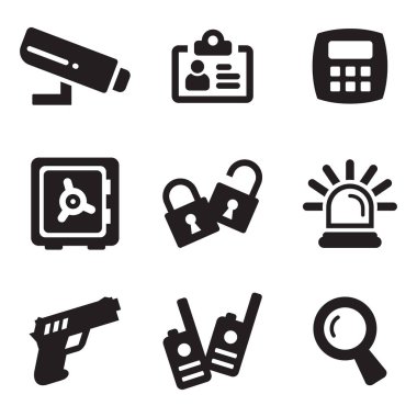 Güvenlik simgeler siyah ve beyaz