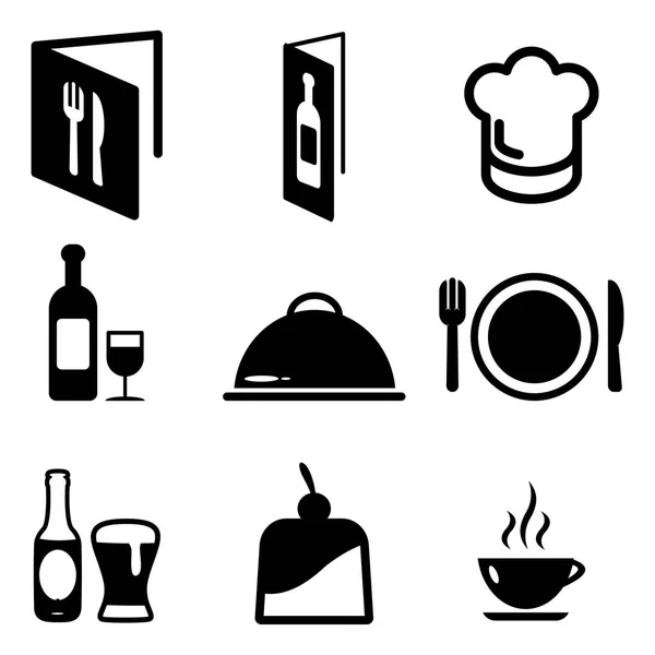 Restauratn ikoner svart & vit — Stock vektor
