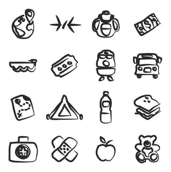 Refugees Icons Freehand — Stock Vector