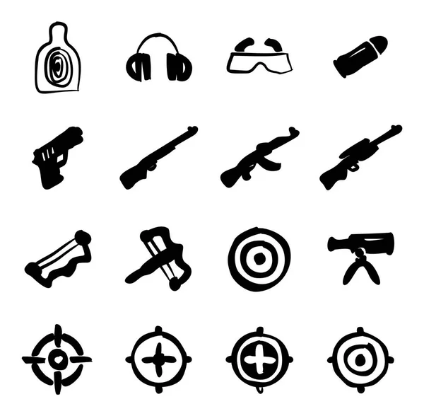 Shooting Range Icons Freehand Fill — Stock Vector