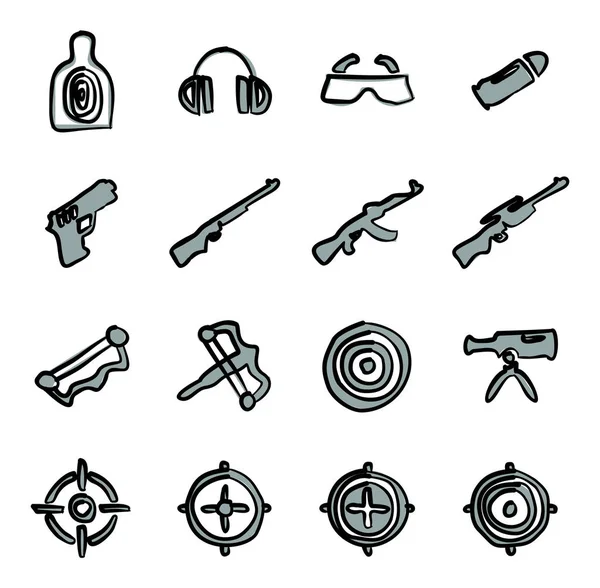 Shooting Range Icons Freehand 2 Color — Stock Vector