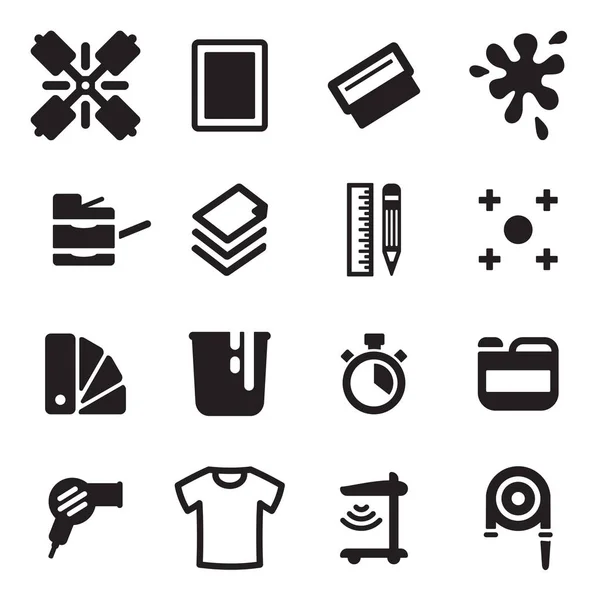 Iconos de serigrafía Blanco y Negro — Vector de stock