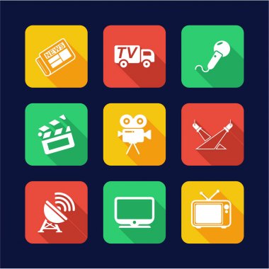 TV istasyonu simgeleri tasarım düz