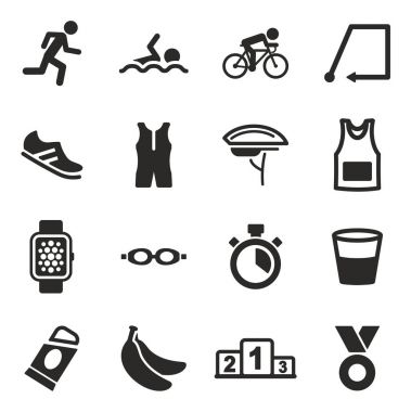 Triatlon simgeler siyah ve beyaz