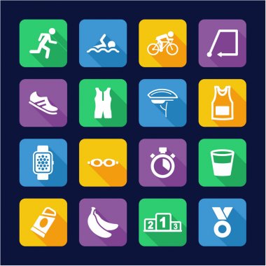 Triatlon simgeler düz tasarım