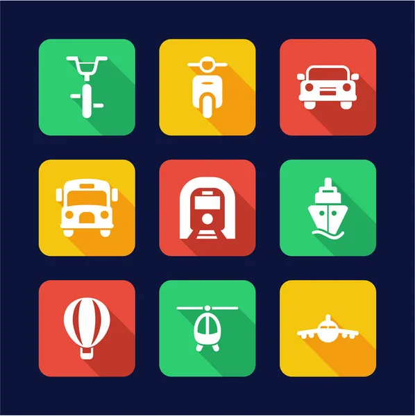 Iconos de transporte Diseño plano — Vector de stock