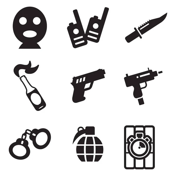 Терористичні іконки чорний & білий — стоковий вектор