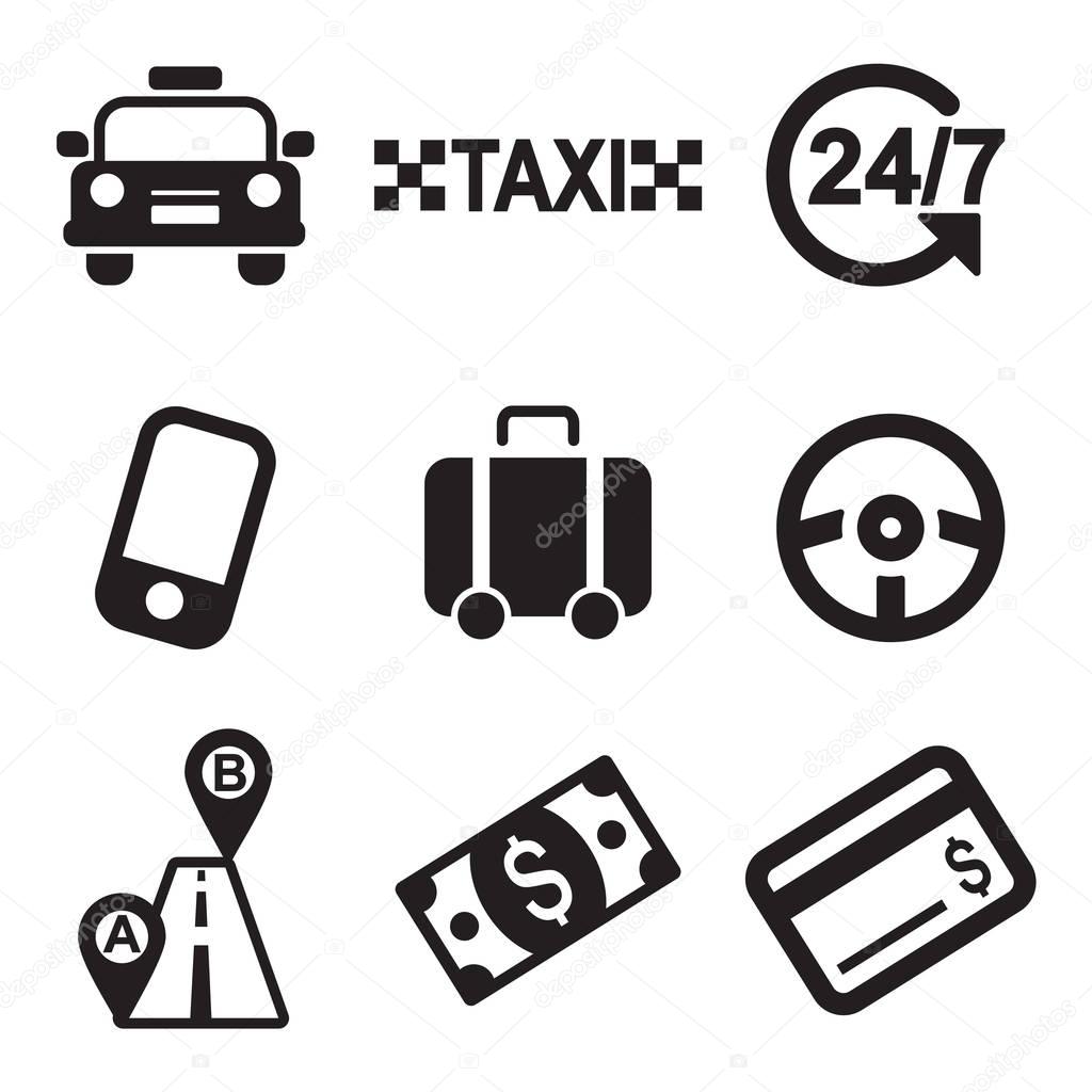 Taxi Icons Black & White
