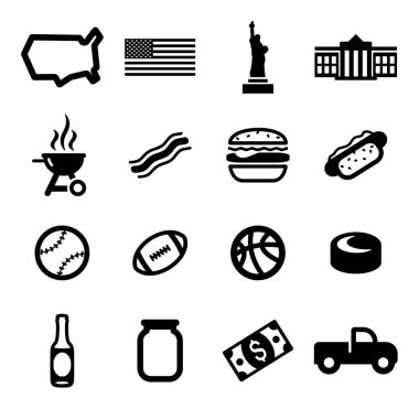 ABD simgeler siyah ve beyaz