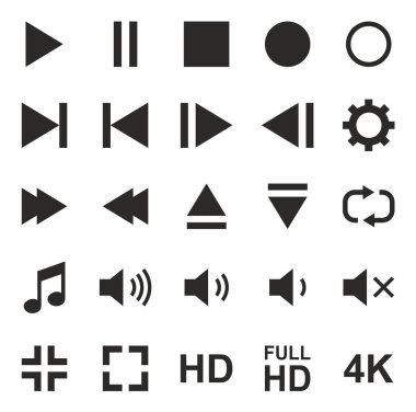 Video veya müzik ya da fotoğraf makinesi ikonlar