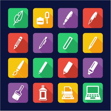 Yazma araçları simgeler düz tasarım