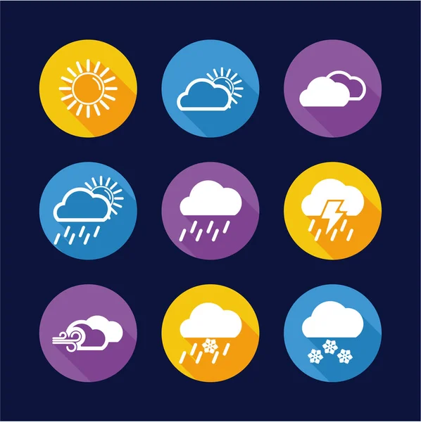 Weather Icons Flat Design Circle — Stock Vector