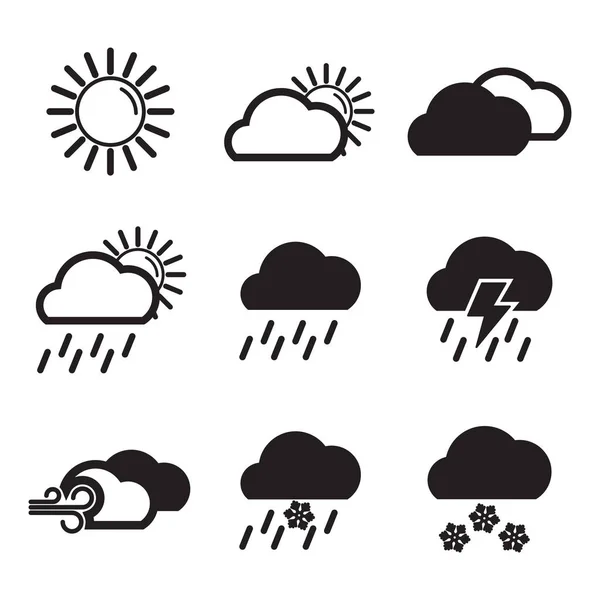Icônes météo Noir & Blanc — Image vectorielle