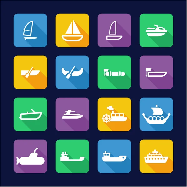 Water Transport Icons Flat Design — Stock Vector