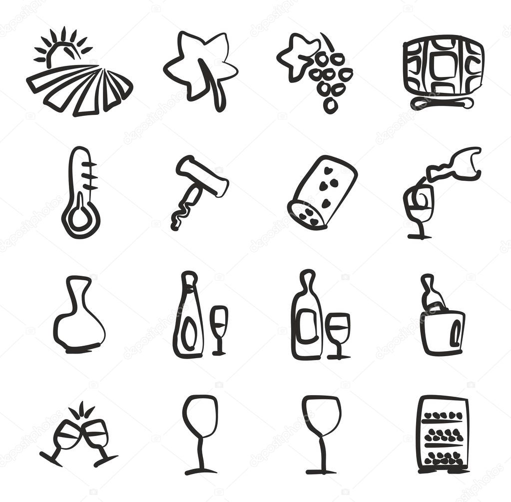 Wine Icons Freehand