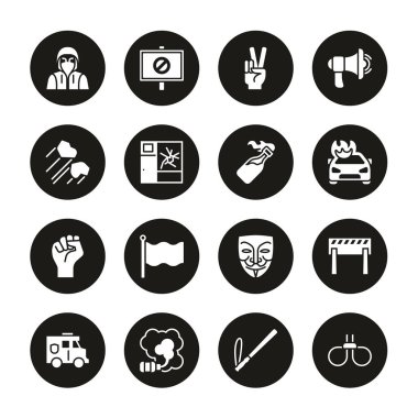 Siyah Çember Üzerinde Beyaz Simge Gösterisi veya Protesto Edildi