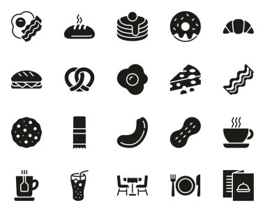 Kahvaltı Simgeleri Siyah & Beyaz Büyük