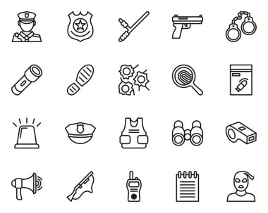 Polis ya da Dedektif Simgeleri İnce Çizgi Büyük