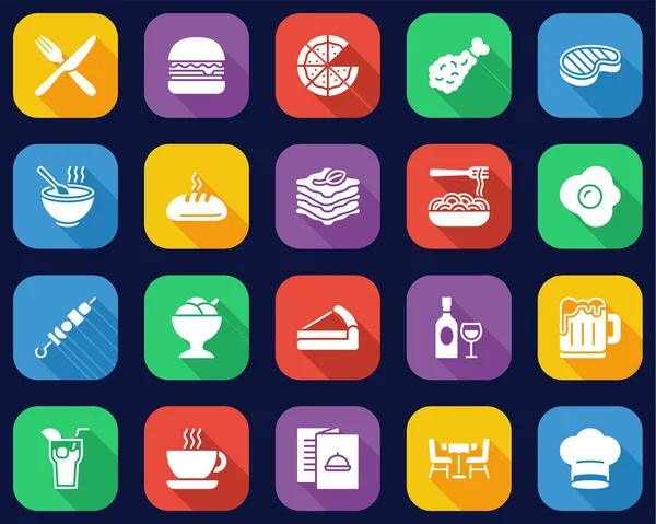 Lunch Icons Flat Design Set Big — Stock Vector