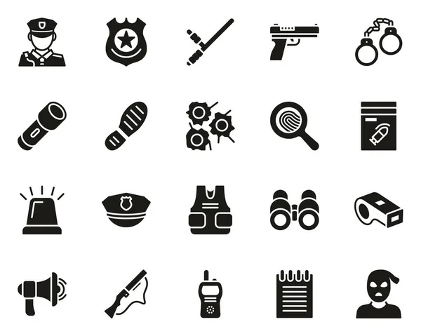 Police Or Detective Icons Black & White Set Big — Stock Vector