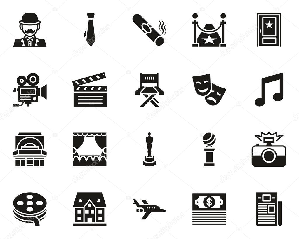 Actor Movie Or Theater Icons Black & White Set Big