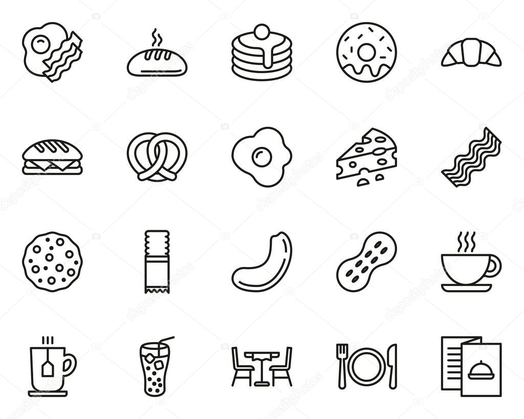 Breakfast Icons Thin Line Set Big