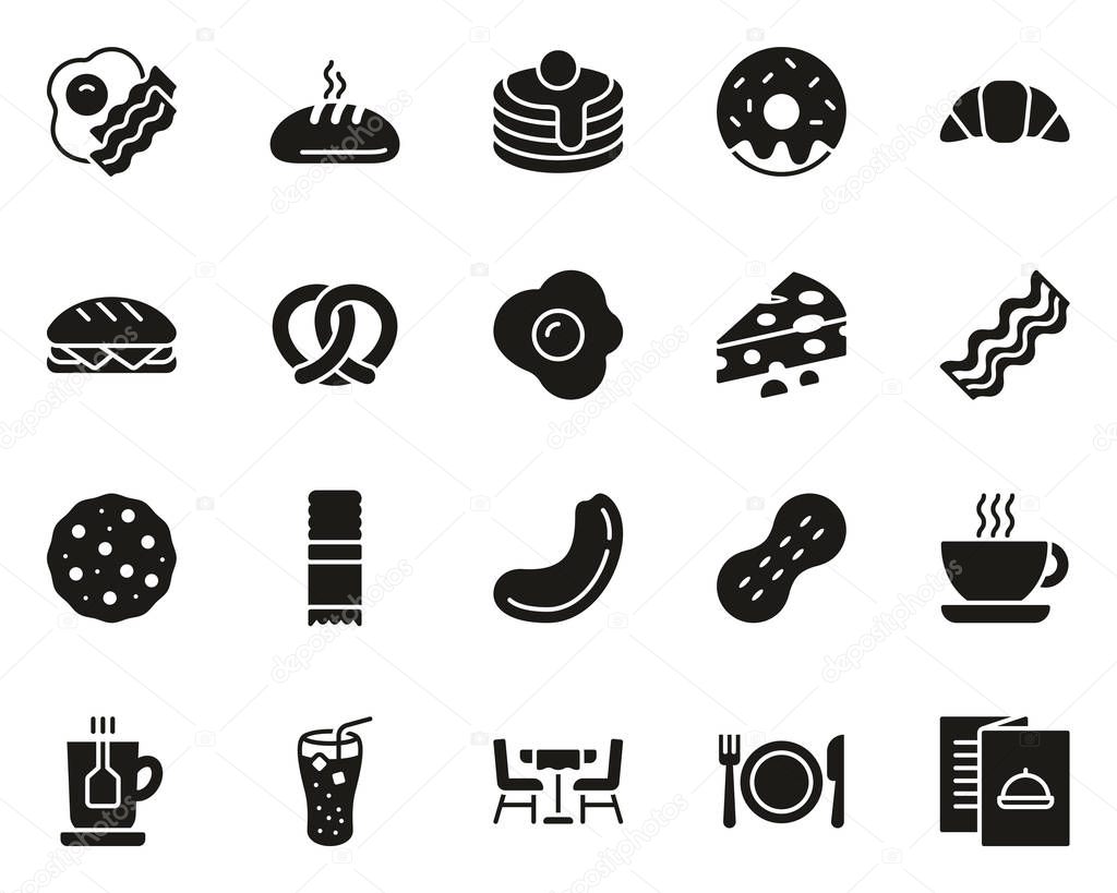 Breakfast Icons Black & White Set Big