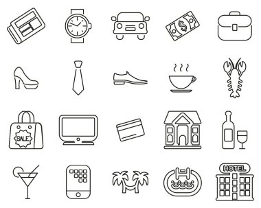 Yetişkin Hayatı Simgeleri İnce Çizgi Büyük Ayarla