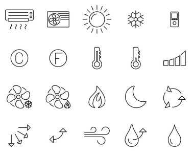 Klima Simgeleri İnce Çizgi Büyük Ayarla