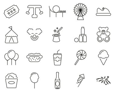 Lunapark Simgeleri İnce Çizgi Büyük Ayarlandı