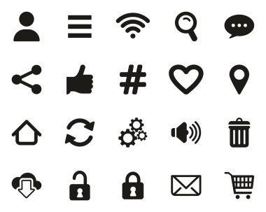 Uygulama Menüsü Simgeleri Siyah & Beyaz Büyük Ayarla