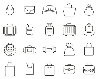 Çanta veya Dosya Simgeleri İnce Satır Büyük Ayarla