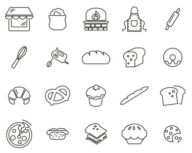 Fırın ya da Fırın Simgeleri İnce Çizgi Büyük Ayarla