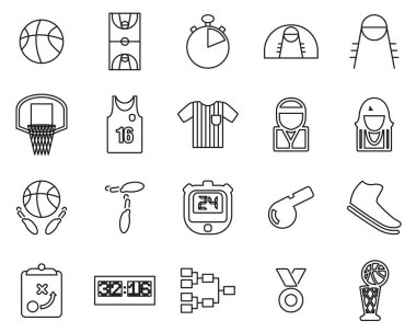 Basketbol Simgeleri İnce Çizgi Büyük Ayarlandı